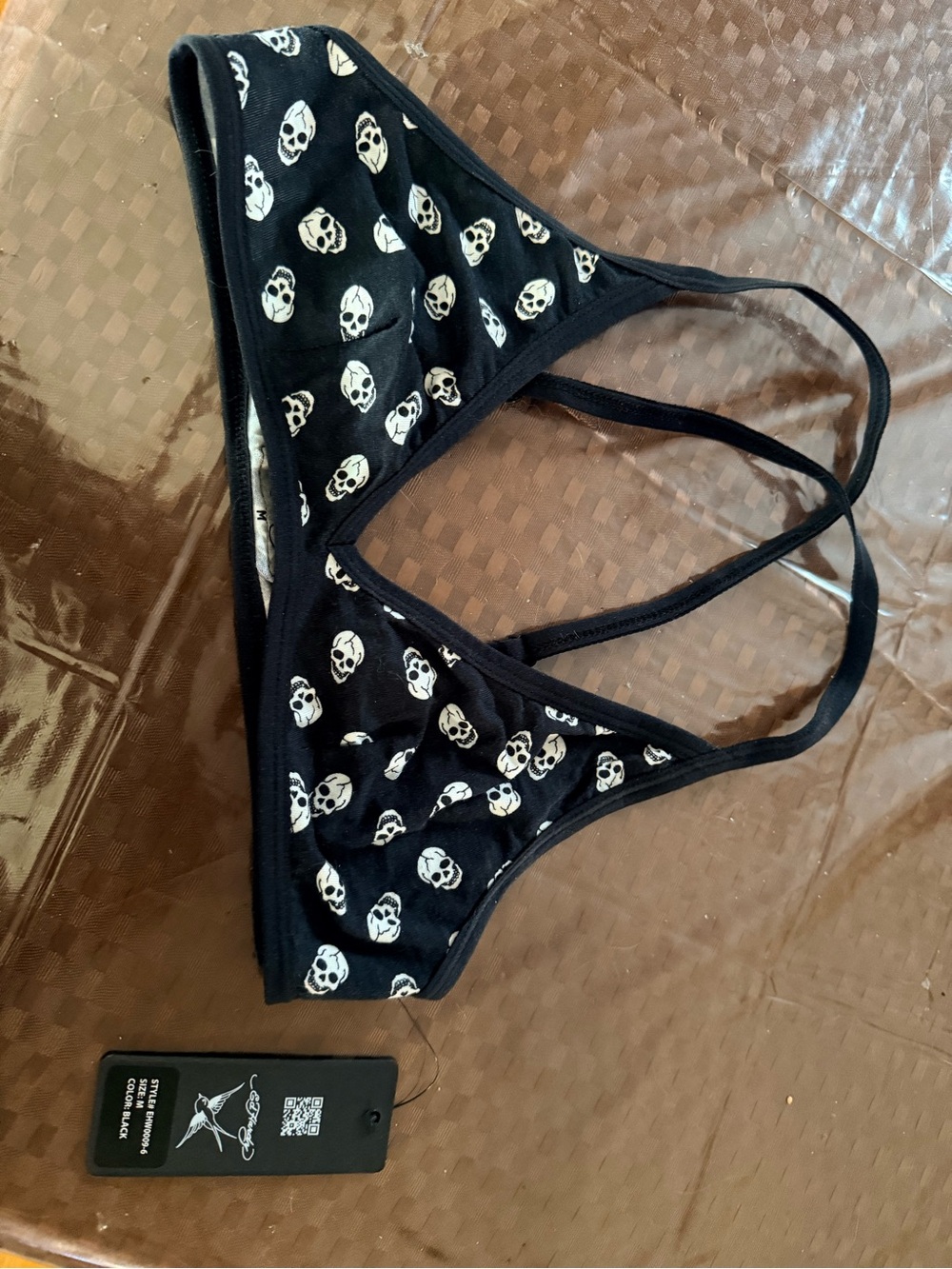 Ed Hardy Black Skull Print Bralette